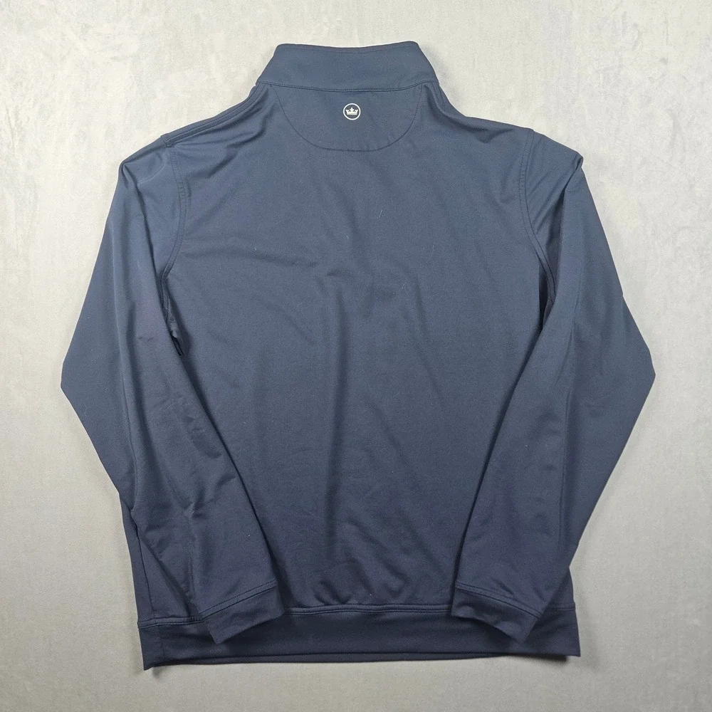 Peter Millar Perth Performance 1/4 Zip Mens Large Navy Blue Golf Outdoor Crown